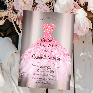 Invitation Robe à paillettes ombrées chic, douche de mariée