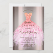 Invitation Robe à paillettes ombrées chic, douche de mariée (Devant)