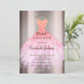 Invitation Robe à paillettes ombrées chic, douche de mariée (Debout devant)