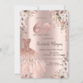 Invitation Robe à paillettes Rose Gold avec Fleurs pour 60e A (Devant)