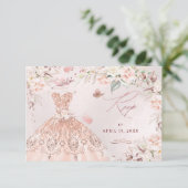 Invitation Robe à paillettes Rose Gold PixDezines Douce 16 RS (Debout devant)