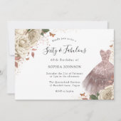 Invitation Robe à paillettes Rose Gold Roses Blanches 60e Ann (Devant)