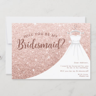 Invitation Robe à paillettes Rose Gold Veux-tu être ma demois