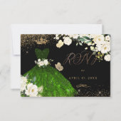 Invitation Robe à paillettes vert émeraude pour RSVP de Quinc (Devant)