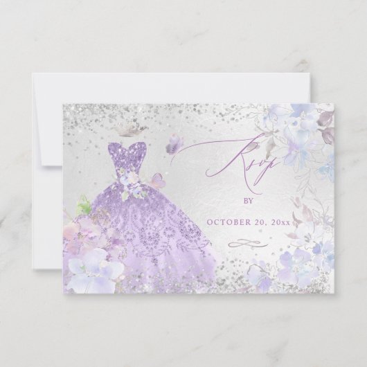 Invitation Robe à paillettes violet poussiéreux pour RSVP de  (Devant)