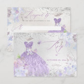 Invitation Robe à paillettes violet poussiéreux pour RSVP de  (Devant / Derrière)