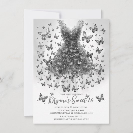 Invitation Robe à papillon quartz clair avril (Devant)