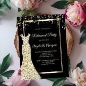 Invitation Robe à sequins dorés Fête de départ à la retraite