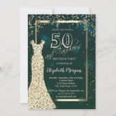 Invitation Robe à sequins dorés Vert 50e anniversaire (Devant)
