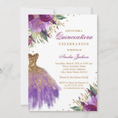 Invitation Robe Améthyste Parties scintillant d'or violet Qui (Devant)