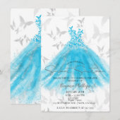 Invitation Robe Aqua Blue Danse Papillon Sweet 16 Soiree (Devant / Derrière)