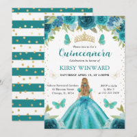 Robe Aqua et Sarcelle Princesse Blonde Quinceanera