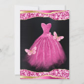 Invitation Robe Aquarelle Rose & Or Parties scintillant Robe (Dos)