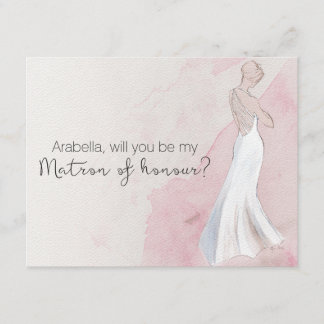Invitation Robe aquarelle "Veux-tu être ma dame d'honneur"