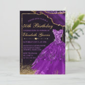 Invitation Robe aquarelle violette agate Anniversaire (Debout devant)