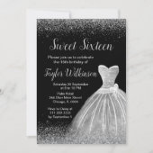 Invitation Robe Argent Faux Parties scintillant Douce 16 Anni (Devant)