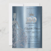 Invitation Robe argent pailletée, Diamants Bleus 100e Anniver (Devant)