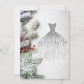 Invitation Robe Argent, Pine Arbre Branches Douce 16 Partie (Dos)