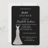 Invitation Robe argentée chic élégante pour douche de mariée (Devant)
