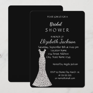 Invitation Robe argentée chic élégante pour douche de mariée