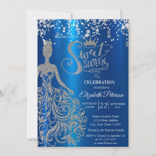 Invitation Robe argentée, Diadème, Douze ans