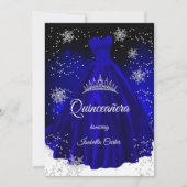Invitation Robe argentée flocon de neige bleu royal pour Quin (Devant)