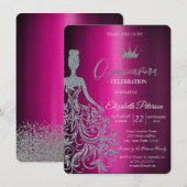 Invitation Robe argentée pailletée métallisé violet (Devant / Derrière)