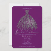 Invitation Robe aux feuilles botaniques argent poureshadowed (Devant)