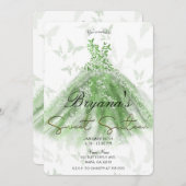 Invitation Robe Beurre Vert Danser Douce 16 Partie (Devant / Derrière)