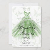 Invitation Robe Beurre Vert Danser Douce 16 Partie (Devant)