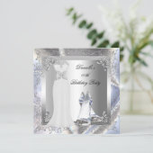 Invitation Robe blanche argentée Chaussures à talons hauts Ar (Debout devant)