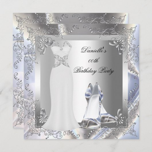 Invitation Robe blanche argentée talon haute chaussures Argen (Devant / Derrière)