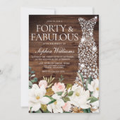 Invitation Robe blanche Blush blanc rustique 40e anniversaire (Devant)