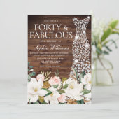 Invitation Robe blanche Blush blanc rustique 40e anniversaire (Debout devant)