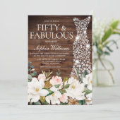 Invitation Robe blanche Blush blanc rustique 50e anniversaire (Debout devant)