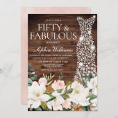 Invitation Robe blanche Blush blanc rustique 50e anniversaire (Devant / Derrière)