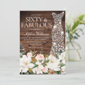 Invitation Robe blanche Blush blanc rustique 60e anniversaire (Debout devant)