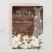 Invitation Robe blanche Blush blanc rustique 60e anniversaire (Devant / Derrière)