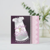 Invitation Robe blanche croix bébé fille rose noir baptême (Debout devant)