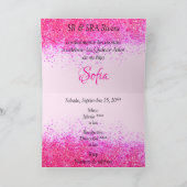 Invitation Robe blanche de Parties scintillant rose chaude Qu (Intérieur)
