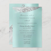 Invitation Robe blanche Douce 16e robe nuptiale Aqua Bleu (Devant / Derrière)