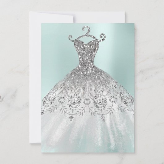 Invitation Robe blanche Douce 16e robe nuptiale Aqua Bleu (Dos)