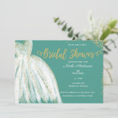 Invitation Robe blanche et paillettes dorées Salle de fête de (Debout devant)