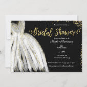 Invitation Robe blanche et Parties scintillant or Fête des ma (Devant)