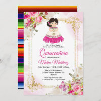 Robe blanche et rose Mexicaine fille Quinceanera 1