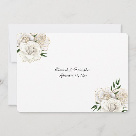 Invitation Robe Blanche Gold Trim Élégante répétition de mari (Dos)