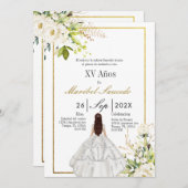 Invitation Robe blanche quinceañera (Devant / Derrière)