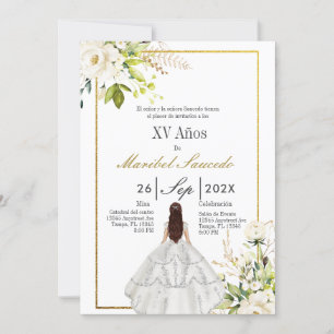 Invitation Robe blanche quinceañera