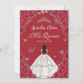 Invitation Robe blanche Quinceañera Roses rouges Roses floral (Dos)