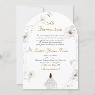 Invitation Robe blanche Quinceanera silhouette espagnole